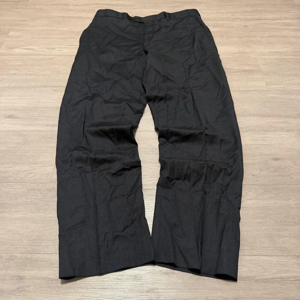 34x30 Gray Pleated Straight Wide Leg Dress Pants Y2K Grunge